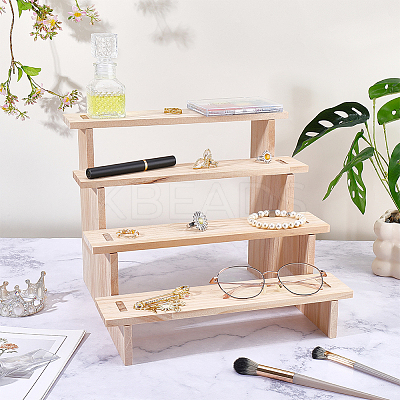 4-Tier Wood Action Figure Storage Display Risers ODIS-WH0038-306A-1