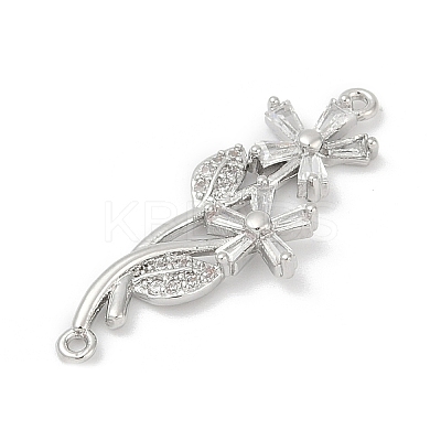 Brass Clear Cubic Zirconia Connector Charms KK-Z094-06P-03-1
