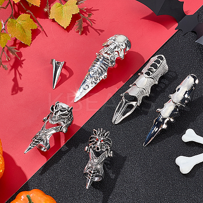 6Pcs 6 Styles Alloy Finger Rings RJEW-AR0001-07-1