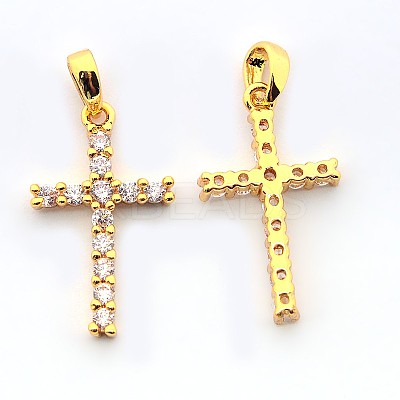 Brass Micro Pave Cubic Zirconia Pendants ZIRC-N009-10G-1