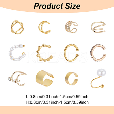 12Pcs 12Pcs Wave & Criss Cross Alloy Cuff Earrings EJEW-AN0001-78-1
