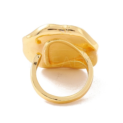 Oval Brass Open Cuff Finger Ring Enamel Settings KK-G428-03G-1