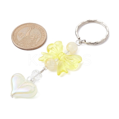 Acrylic Heart with Bowknot Keychains KEYC-JKC00612-04-1