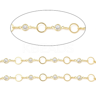 Rack Plating Brass Ring & Flat Round Link Chain CHC-H105-10G-1