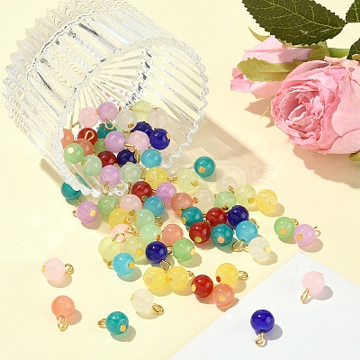 20Pcs Glass Round Pendants PALLOY-YW00064-1