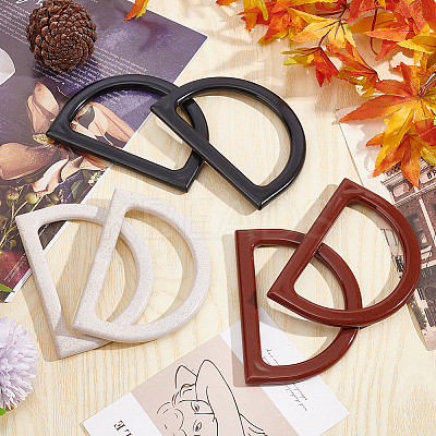 6Pcs 3 Colors D Shaped Plastic Imitation Wood Bag Handles Sets FIND-PH0010-55-1