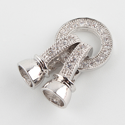 Brass Micro Pave Cubic Zirconia Fold Over Clasps ZIRC-P003-27P-1