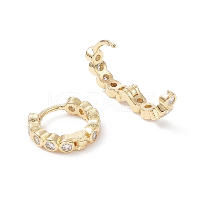 Cubic Zirconia Flat Round Hoop Earrings X-EJEW-B014-12G-1