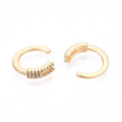 Brass Micro Pave Clear Cubic Zirconia Cuff Earrings EJEW-T047-52G-1