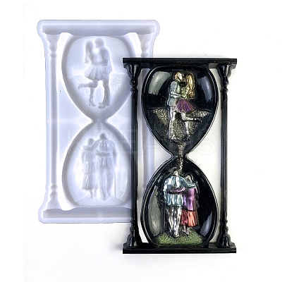 Valentine's Day Couple Sand Glass Shape Display Decoration DIY Silicone Statue Mold DIY-K072-03-1