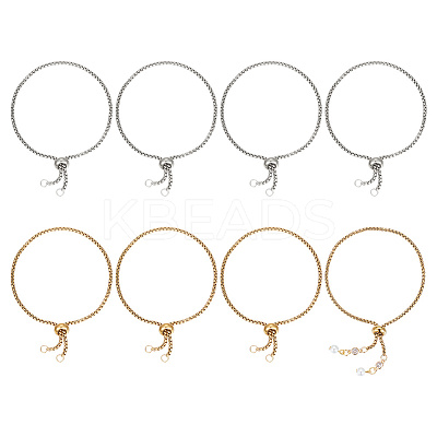8Pcs 2 Style Adjustable 304 Stainless Steel Slider Bracelets Set BJEW-UN0001-47-1
