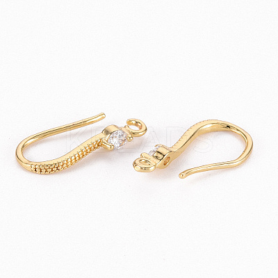 Brass Micro Pave Clear Cubic Zirconia Earring Hooks LS-X-ZIRC-S068-007-NF-1