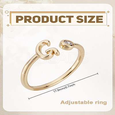 1Pc Brass Micro Pave Clear Cubic Zirconia Open Cuff Rings for Women RJEW-LP0002-37G-1