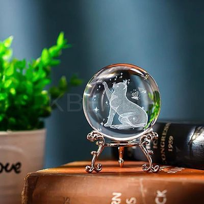 Inner Carving Glass Crystal Ball Diaplay Decoration PW-WG80134-07-1