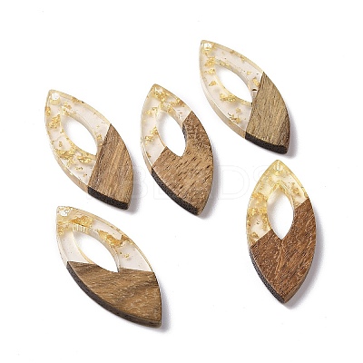 Transparent Resin & Walnut Wood Pendants RESI-N025-047A-01-1