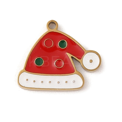 Christmas Theme Ion Plating(IP) 304 Stainless Steel Enamel Charms STAS-Z083-06G-01-1
