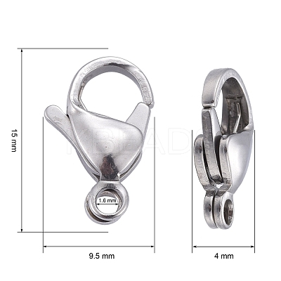 Tarnish Resistant 304 Stainless Steel Lobster Claw Clasps STAS-F182-01P-A-1