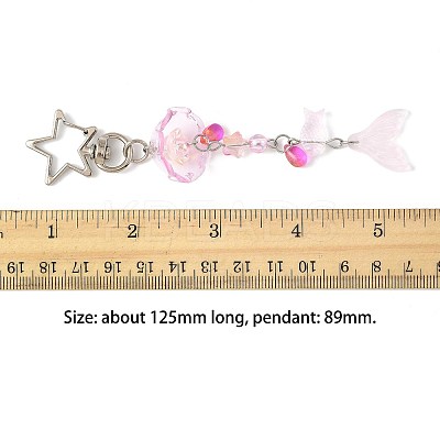 Flower Glass & Acrylic & Alloy Pendant Decorations KEYC-FS00033-03-1