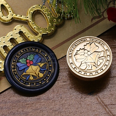 Christmas Series Wax Seal Brass Stamp Head LS-AJEW-M037-01G-09-1
