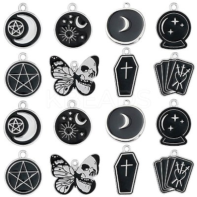 32Pcs 8 Style Alloy Enamel Pendants ENAM-SC0003-91-1