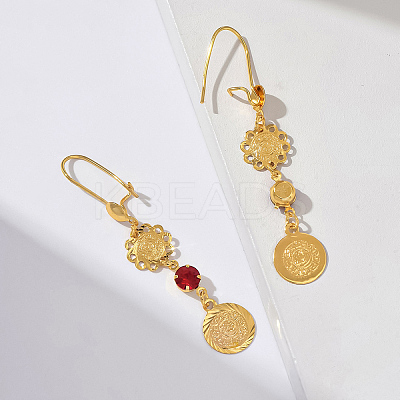 Tassel Coin Brass Hoop Earrings XE5575-1