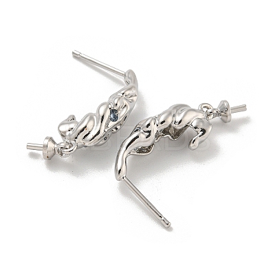 Rack Plating Brass Micro Pave Clear Cubic Zirconia Studs Earrings Finding KK-T072-11P-1