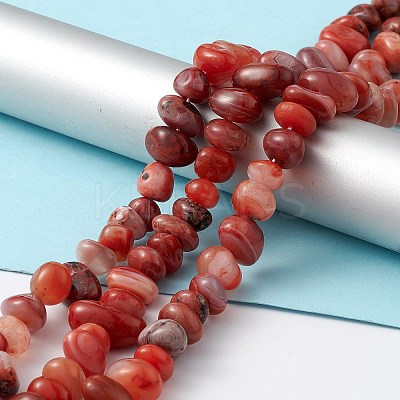 Natural Dyed Red Agate Nuggets Beads Strands G-J337-03A-1