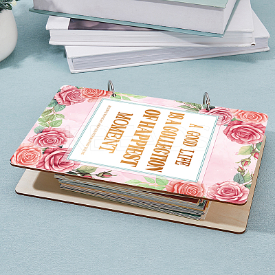 Wooden 2-Ring Loose Leaf Binder Postcard Phote Album Cover DIY-WH0547-048-1