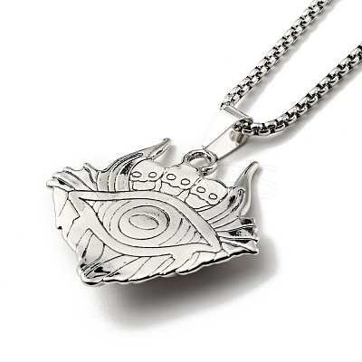 Alloy Skull with Plastic Dragon Eye Pendant Necklace NJEW-B084-01B-1