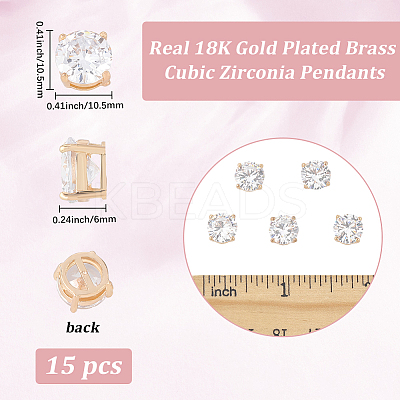 15Pcs Brass Clear Cubic Zirconia Multi-strand Links KK-BBC0019-93G-1