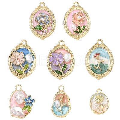 8Pcs 8 Styles Alloy Enamel Pendants ENAM-YW0006-53-1