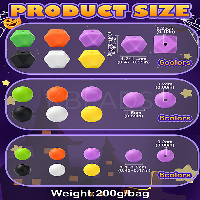 Halloween Theme 100Pcs 18 Styles Silicone Beads SIL-CJ0002-36-1