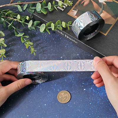 Holographic Laser Shining Bopp PET Plastic Scrapbook Decorative Adhesive Tapes AJEW-WH20010-47B-03-1