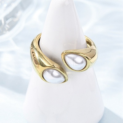 Opaque Acrylic Imitation Pearl Cuff Rings RJEW-P177-03C-G-1