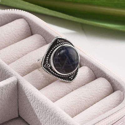 Natural Sodalite Adjustable Rings G-P560-03AS-10-1