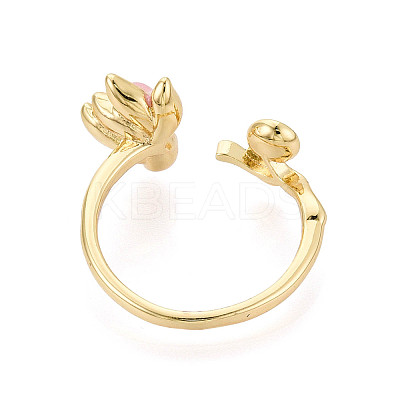 Lotus Brass Enamel Cuff Rings Setting KK-T079-14G-1