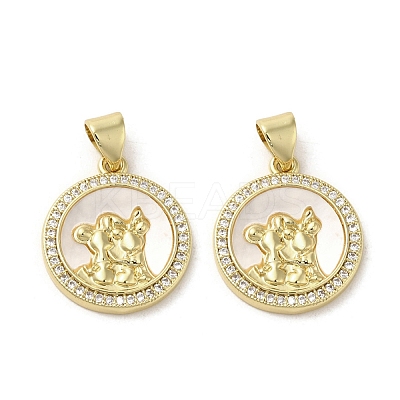 Brass Micro Pave Clear Cubic Zirconia Pendants KK-I708-03A-G-1