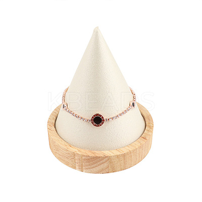 Cone Wooden Single Bracelets Display Holder with Base WOCR-PW0003-57A-1
