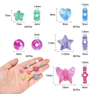 310Pcs 5 Styles Transparent Acrylic Beads MACR-CJ0001-65-1