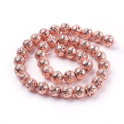 Electroplated Natural Lava Rock Bead Strands G-E429-01-12mm-RG-1