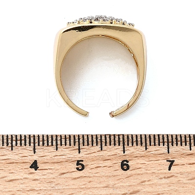 Brass Micro Pave Clear Cubic Zirconia Cuff Rings RJEW-H262-05G-1