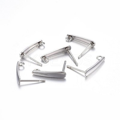 Non-Tarnish 201 Stainless Steel Stud Earring Findings STAS-P210-39P-1