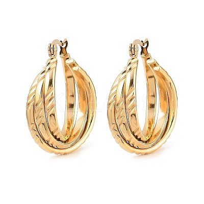 304 Stainless Steel Triple Twist Ring Stud Earrings EJEW-P324-09G-1