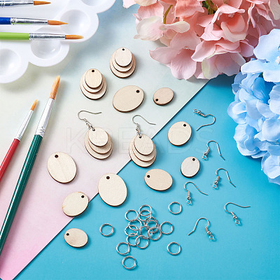 DIY Unfinished Wooden Pendant Earring Making Kits DIY-YS0001-17-1