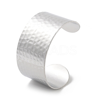 Non-Tarnish 304 Stainless Steel Textured Wide Open Cuff Bangles for Women BJEW-Z067-01P-01-1