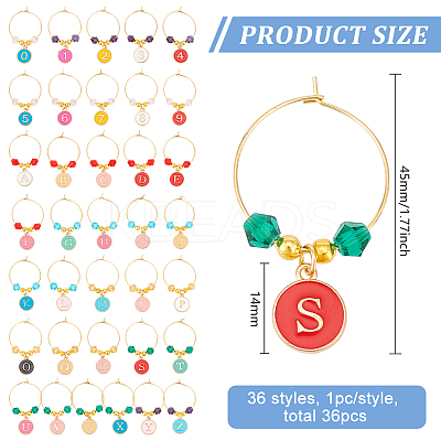 36Pcs 36 Styles Alloy Enamel Wine Glass Charms AJEW-BC00003-1