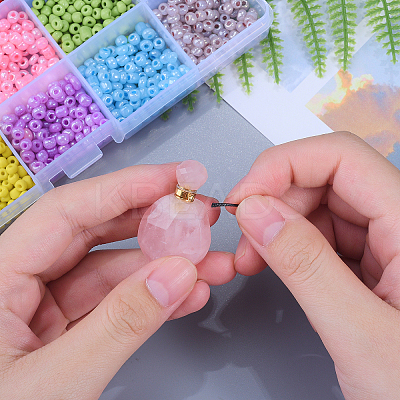 Faceted Natural Gemstone Openable Perfume Bottle Pendants G-CJ0001-36A-1