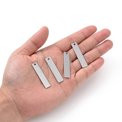Tarnish Resistant 201 Stainless Steel Rectangle Stamping Blank Tag Pendants STAS-R064-15B-1