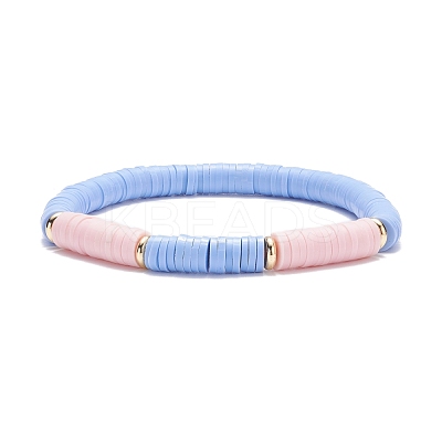 5Pcs 5 Style Polymer Clay Heishi Beaded Stretch Bracelets Set with Star and Dolphin Drop BJEW-JB07539-1