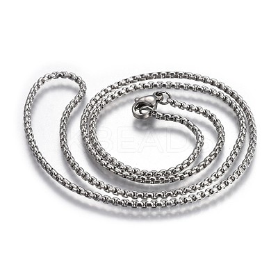 Non-Tarnish 304 Stainless Steel Box Chain Necklaces NJEW-O110-05B-P-1